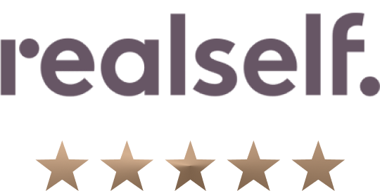 RealSelf logo with five star rating.